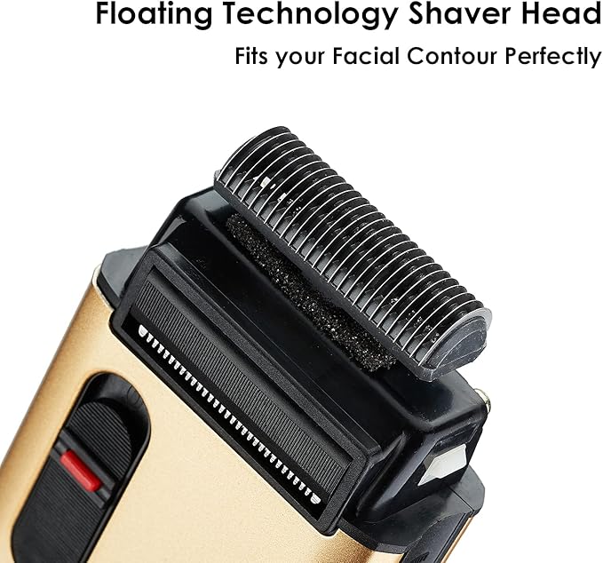Retro Electric Razors for Men with Beard Trimmer, Rechargeable Mens Titanium- Plated Foil Shavers, Strong Power (Gold)