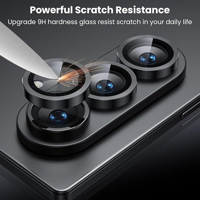 WSKEN for Z Fold 7 Camera Lens Protector Case Cover - Ultra HD Anti-Reflective Tempered Metal Glass Anti Scratch Rear Camera Screen Protector Film for Samsung Galaxy Z Fold 7 5G Accessories,Black