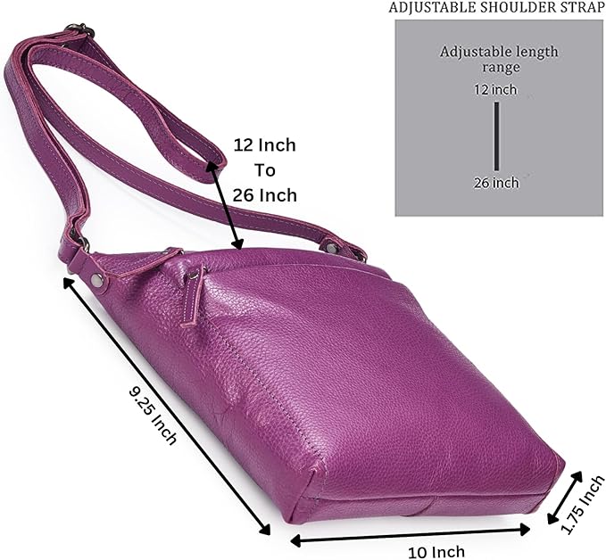 Small Soft Genuine Leather Crossbody Purse Women’s Sling Crossover Shoulder Travel Handbag with Triple Zipper