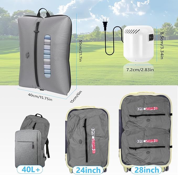 2025 Vacuum Bags for Travel with See-Through Window & 5KPa Pump Space Saver Vacuum Seal Bags for Clothing Travel IP67 Reusable Packing Organizers for Luggage, Backpack, Suitcase Grey 1PC+Pump
