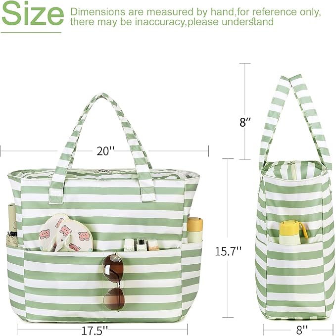 LEDAOU Beach Bag Waterproof Sandproof Women Tote Bag Pool Bag with Zipper for Gym Grocery Travel with Wet Pocket