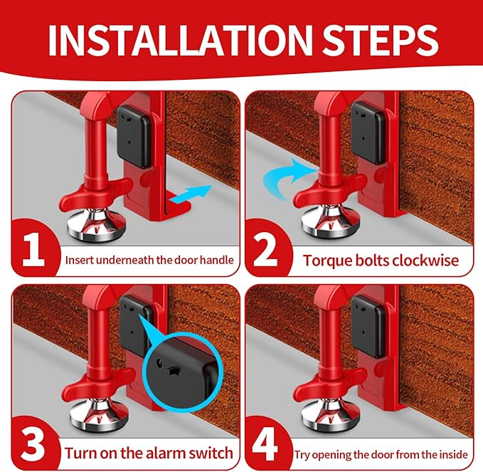 Portable Alarm Door Stopper, Security Travel Anti-Theft Blocker for Hotel Room Apartment Safety, Bottom of Floor Stoppers