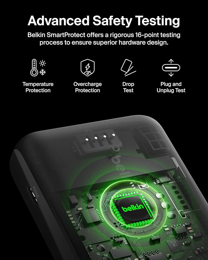 Belkin Portable Charger, USB-C Power Bank 20000 mAh w/ 2 USB-A Ports, 15W w/ Type-A to Type-C Cable for iPhone 16, 16 Plus, 16 Pro, 16 Pro Max, Samsung Galaxy S2, Google Pixel 10, etc. - Black