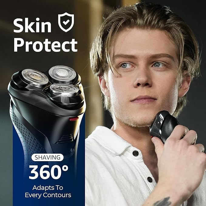 Cordless Electric Razor for Men: 3-in-1 Shaver for Beard/Nose/Sideburns - IPX7 Waterproof Travel Kit - Turbo Speed & Precision Blades