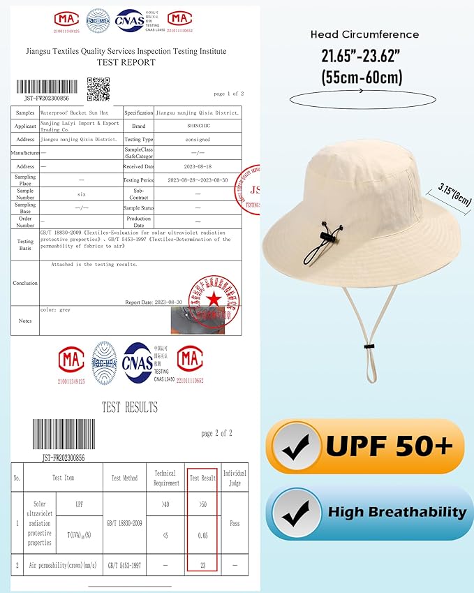 Water-Resistant Sun UPF 50+ Bucket Hat Protection Packable Brimmed Boonie for Women Men Summer Lightweight Hiking Outdoor Cap
