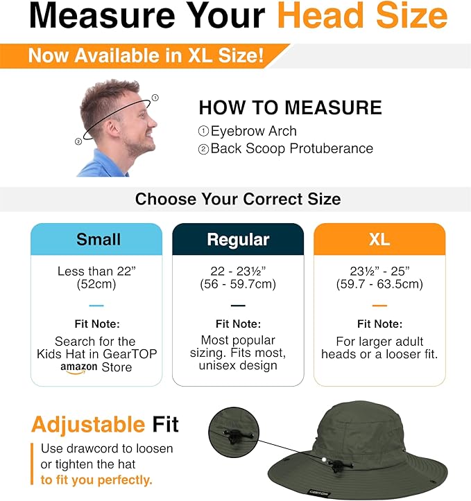 GearTOP Safari Sun Hat for Men and Sun Hats for Women UV Protection UPF 50+ Hiking, Gardening, Fishing