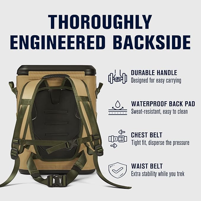 Magnetic Soft Cooler, Zipperless Soft Sided Cooler Bag for Men & Women, Insulated Backpack Coolers for Tailgating, Beach, Lunch, Picnic, Kayak