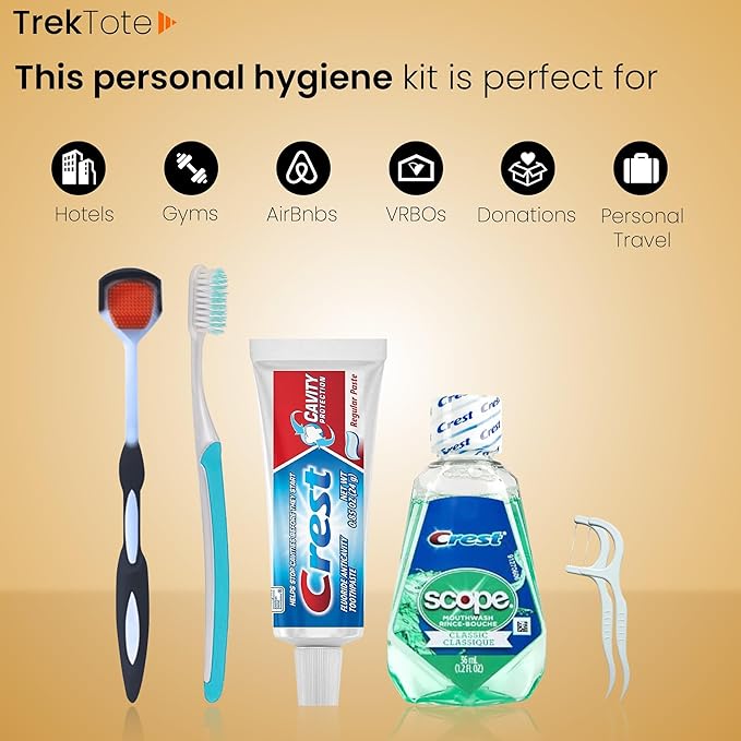 Trektote 6-Piece Travel Size Toothbrush and Toothpaste Set (25 Pack) - TSA Approved Toothbrush Travel Kit - Includes Toothpaste and Mouthwash - Dental Oral Care Kit