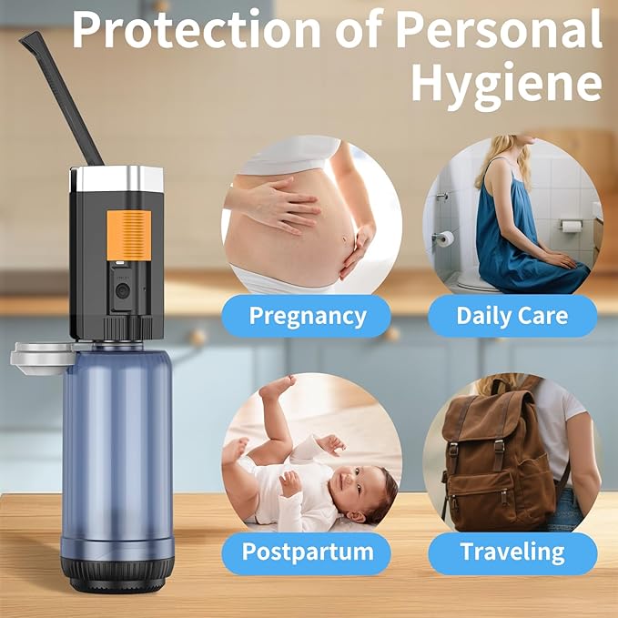 Portable Bidet for Travel, VITCOCO Rechargeable Bidet Sprayer with 400ml Bottle Capacity, Waterproof High Pressure Handheld Bidet for Women/Men, Postpartum Care, Hygiene Cleaning