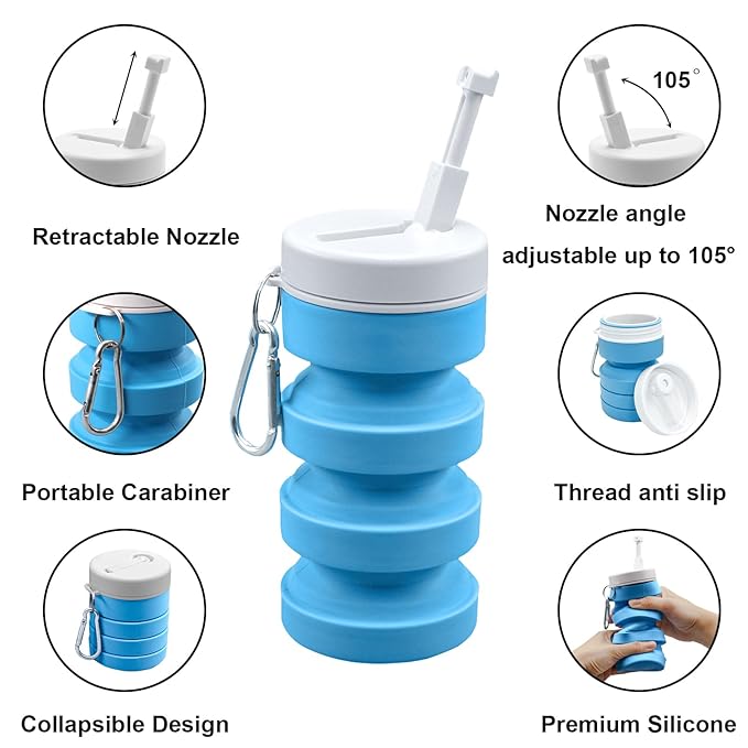 Collapsible Handheld Bidet Portable With Retractable and Angle-Adjustable Nozzle,Hook,300ML,Silicone Peri Bottle For Personal Hygiene Cleaning,Outdoors Camping & Travel,Bidet Sprayer for Women Men 1Pc