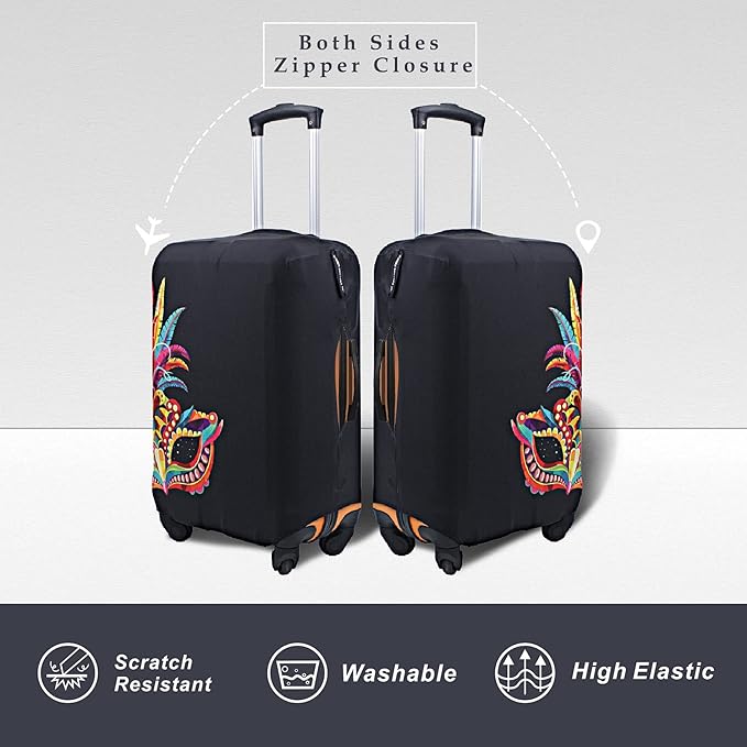 Explore Land Travel Luggage Cover Suitcase Protector Fits 18-22 Inch Case (Carnival, S)