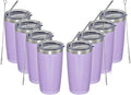 MEWAY 20oz Tumbler 8 Pack Double Wall Vacuum Insulated Travel Glitter Mug Bulk, Stainless Steel Tumblers with Lid and Straw, Powder Coated Coffee Cups for Woman(Rainbow Purple,Set of 8)