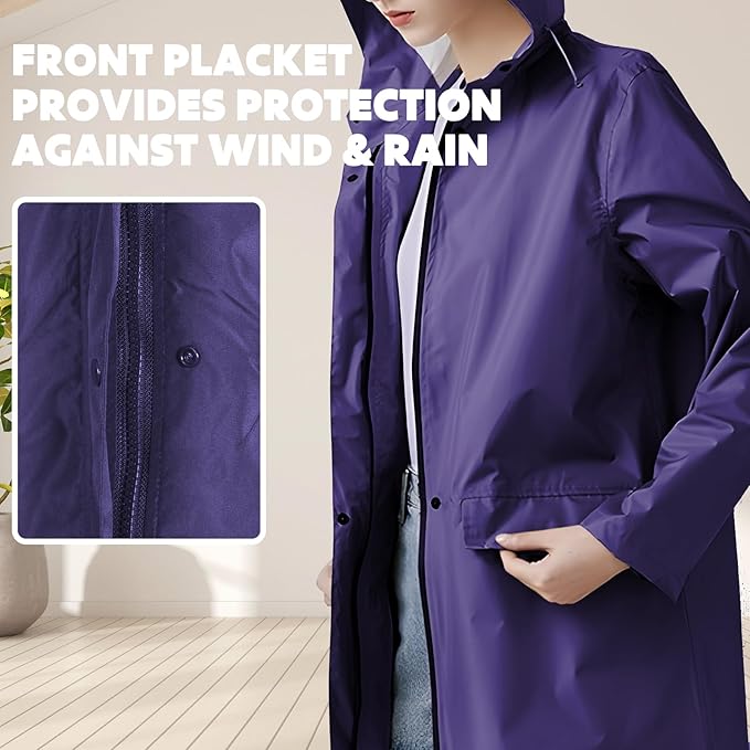 ANYOO Waterproof Rain Poncho Lightweight Reusable Hiking Hooded Coat Jacket for Outdoor Activities