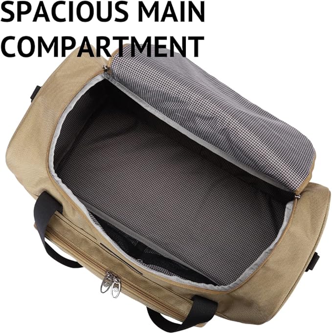 Large Sports Duffel Bag 20 inch for Travel Gym as Shoulder Bag and Hand Carry - Tan