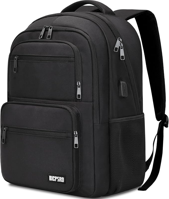 Black Backpack for School, School Backpack for Boys Girls Teens, College Book Bag, Water Resistant Bookbag, Back Pack for Men Women, Business Work Travel