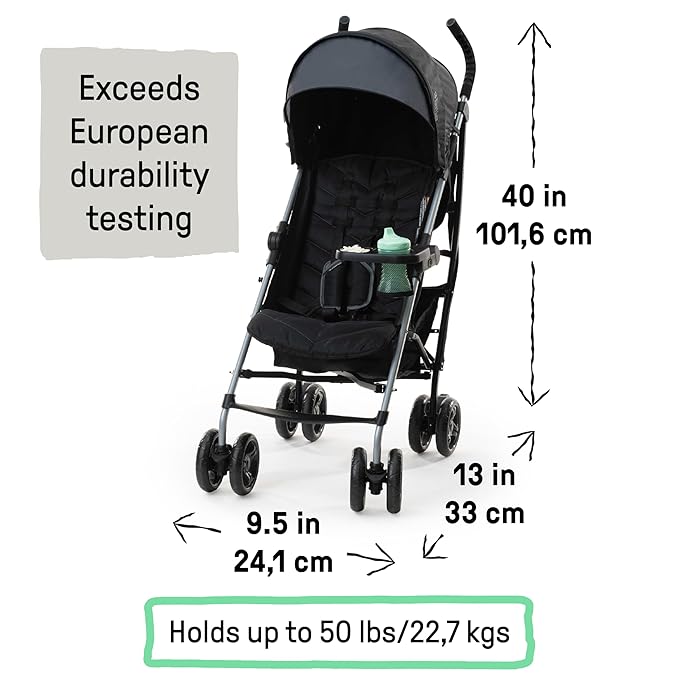 Summer Infant Ingenuity 3Dlite Convenience Stroller, Green–Lightweight Stroller with Aluminum Frame, Large Seat Area, 4 Position Recline, Extra Large Storage Basket–Infant Stroller for Travel & More