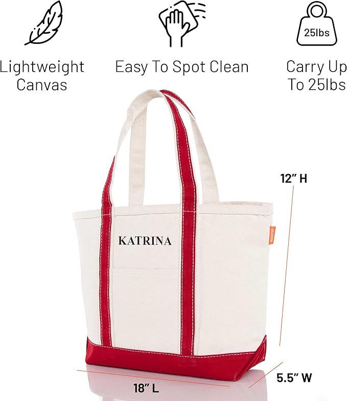 CB STATION Medium Classic Canvas Tote Bag for Women, Top Zipper Closure, Outer Pocket, Daily Essentials, Groceries, Traveling
