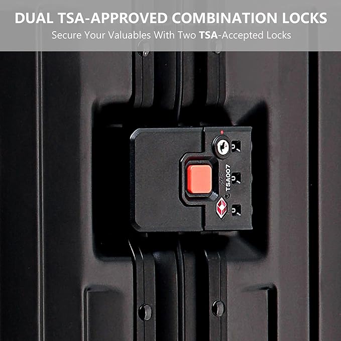 YYW Aluminum Carry-On Luggage Airline Approved Lightweight Suitcase with TSA Lock and Silent Wheels, Hardshell Spinner Business Travel (Black, 24in)