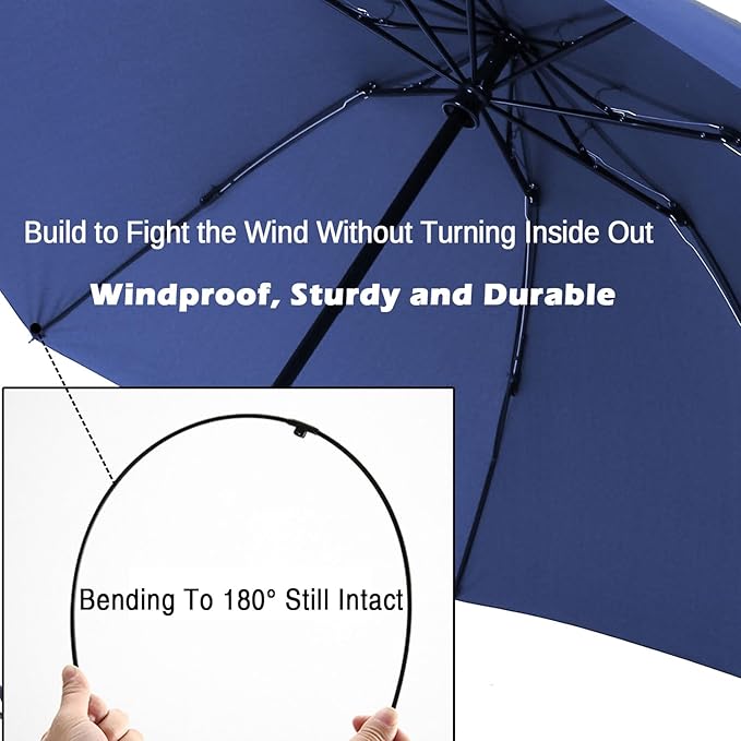 LANBRELLA Compact Reverse Folding Umbrella Auto Windproof Travel Umbrella