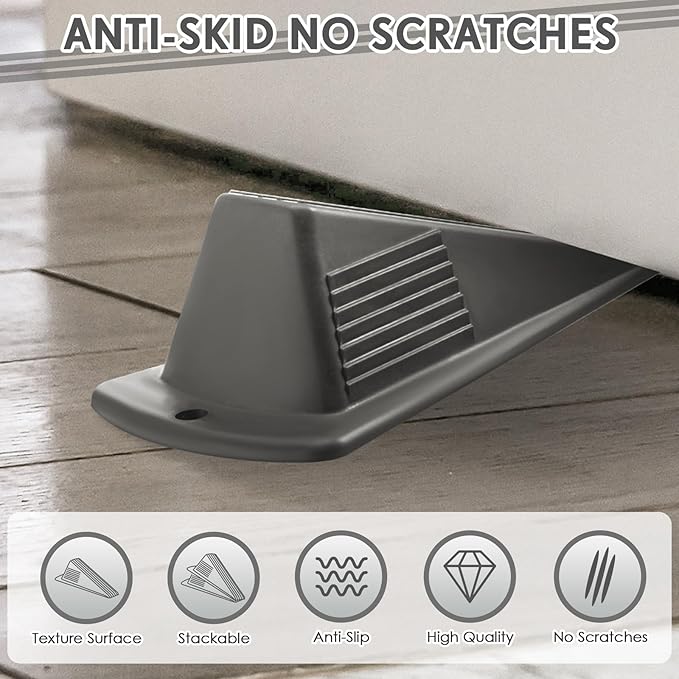 Frienda 12 Pcs Jumbo Door Stoppers Heavy Duty Door Stopper Tall up to 2inch Tall Wedge TPR Large Wedge Stackable Big Rubber Doorstop for Hotel Carpet Hardwood Concrete and Tile (Gray)