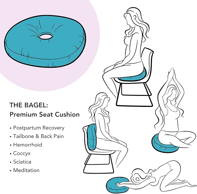 Premium Egyptian Cotton Pressure Relief Donut Chair Seat Cushion for Home, Car, Office Sitting - Postpartum, Pregnancy, Tailbone & Back Pain, Ergonomic Support
