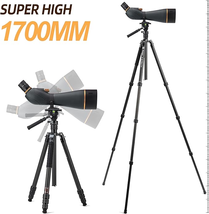 Fotopro 25-75x100 Spotting Scope for Bird Watching, X-Go Max E 2 Carbon Fiber Travel Tripod, Compact and Lightweight for Wildlife and Moon Viewing