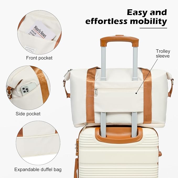 LONG VACATION 3 Piece Carry On Luggage 20 Inch Suitcase with Spinner Wheels, ABS+PC Hardshell Suitcase set with TSA Lock & YKK Zipper