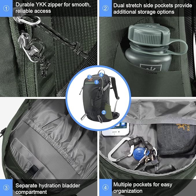 KAILAS Q-WIND II 28L Hiking Daypack Waterproof Lightweight Backpack with Rain Cover for Men Women Travel Outdoor