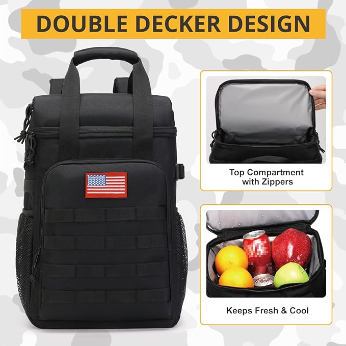 Tactical Backpack Cooler,Lunch Backpack for Men Adults Work with Handle，Soft Cooler Backpack Insulated Waterproof Leak Proof