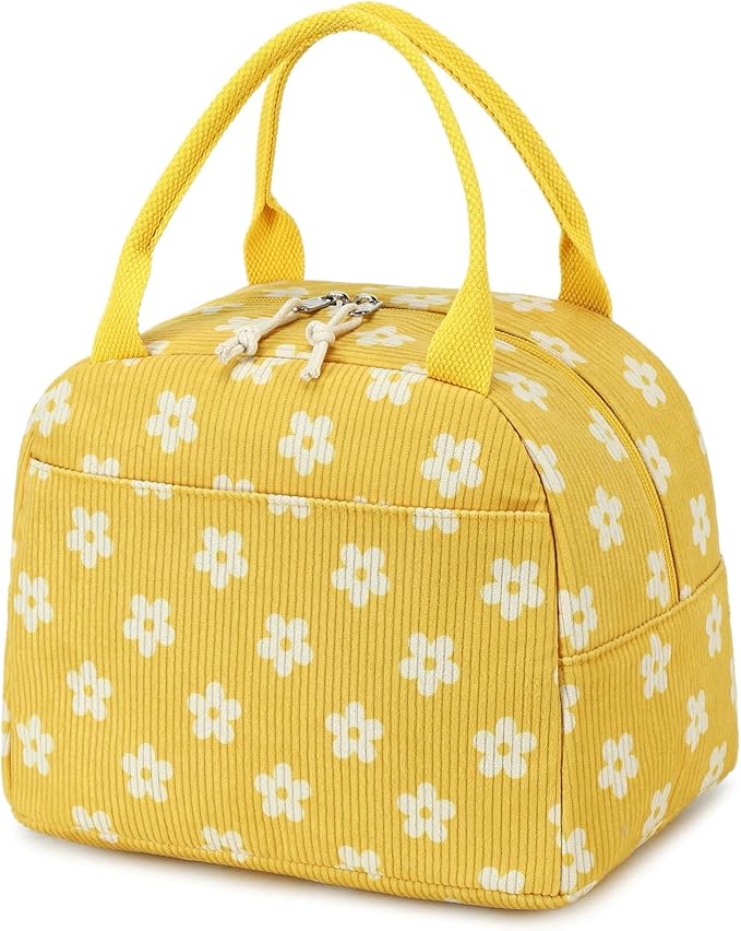 Bluboon Lunch Bag for Women Men Cute Corduroy Lunch Tote Bags Reusable Insulated Lunch Box Large Capacity Reusable Insulated Cooler for Work Picnic or Travel