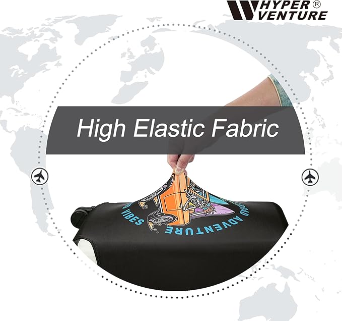 HYPER VENTURE Washable Luggage Cover - Fashion Suitcase Protector Fits 27-30 Inch Luggage (Road Adventure, L)