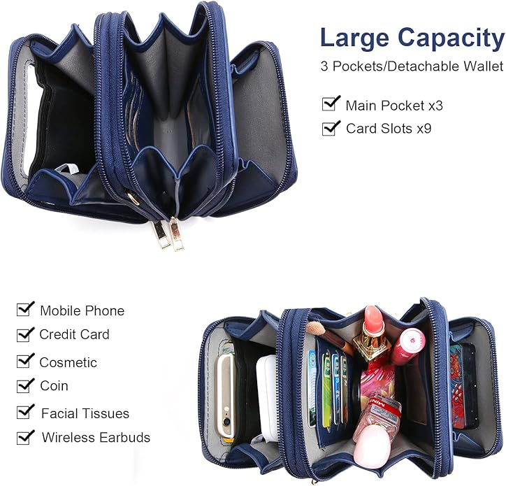 Crossbody Cellphone Purse Women Touch Screen Bag RFID Blocking Wallet Handbag Shoulder Strap