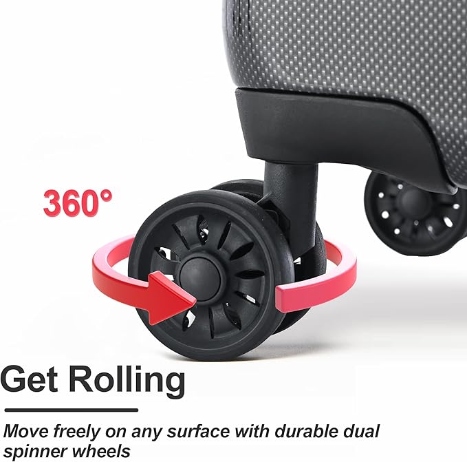 3 Piece Luggage Set, Hardshell Luggage Sets with TSA Lock, PC+ABS Lightweight Suitcase Sets with 360° Spinner Wheels BLACK (20/24/28)