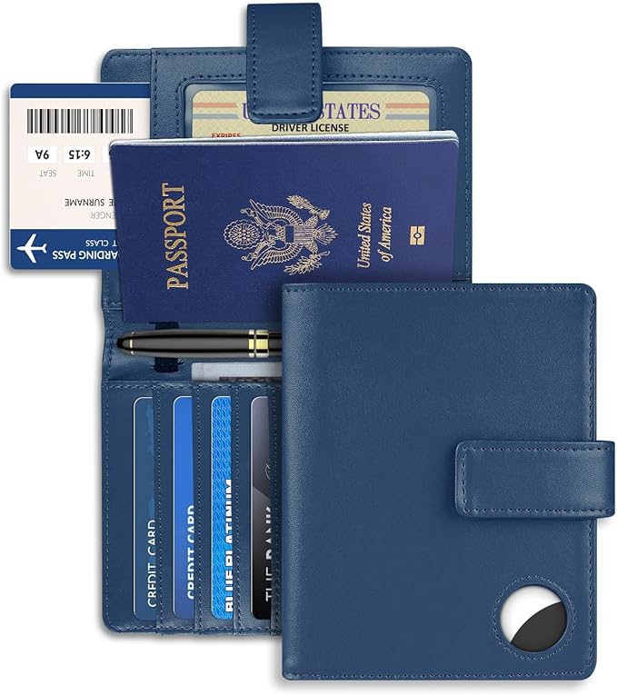 Passport Holder Wallet Cover Case for Women and Men,RFID Blocking,Passport Case,Travel Accessories (Navy Blue)