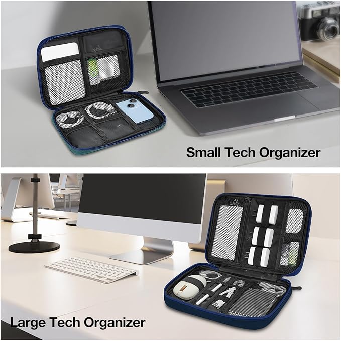 MATEIN Electronics Organizer Travel Case 2 Pack, Water Resistant Backpack Organizer Pouch for Travel Essentials, Cable Storage Bag for Earbuds, Phone & Flash Drive, Tech Gift for Men