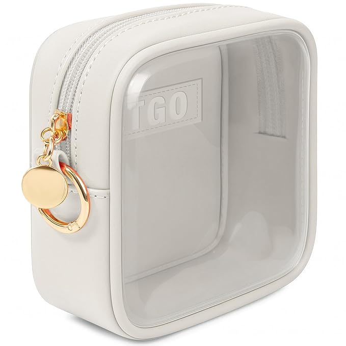 LETGO Small Makeup Bags for Purse-Mini Clear Toiletry Bag,Travel Size Toiletries Clear Cosmetic Bags Travel Essentials Car Makeup Bag Car Accessories for Women Men (Mini White)