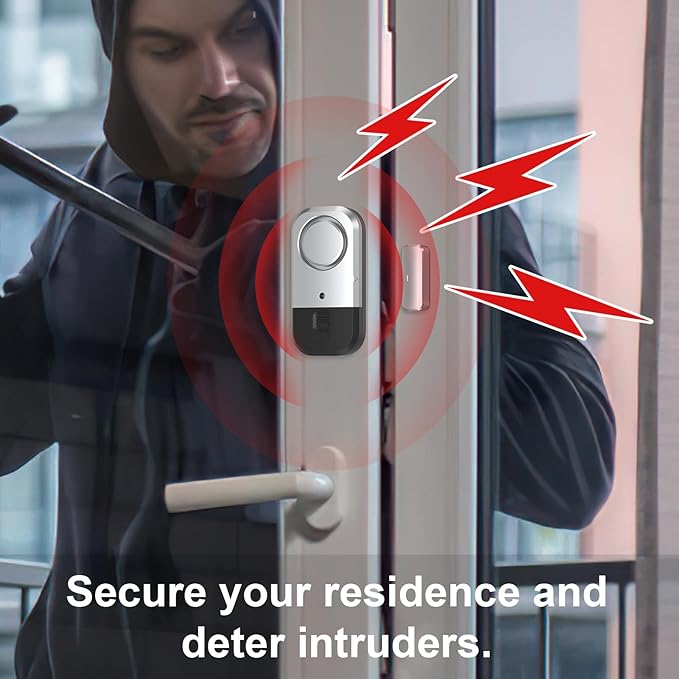 Door Window Alarm Sensors - Door Alarms for Kids Safety, Door Alarms for Home Security, for Home, Office, Store, Garage, Dorm Room, Apartment, RV, Silver Gray, 6 Pack