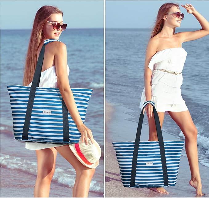 G4Free Beach Bag, Waterproof Beach Bags for Women, Personalized Strap Tote Bag for Women Birthday Gifts