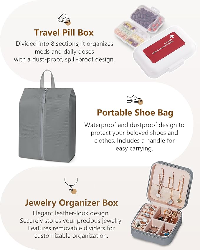 Compression Packing Cubes 12 Set, Suitcase Organizers, Extendable Packing Cubes, Gray