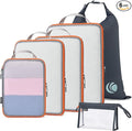 Cipway Compression Packing Cubes, See Through Mesh Luggage Organizer Bags, Travel Essentials for Carry on Suitcase with Laundry Bag and Clear Toiletries Bag（6Pcs,Grey）