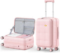 MGB 20 Inch Expandable Carry On Luggage with Wheels PC Hard Shell Suitcase Top Opening Travel Luggage Suitcases for Woman Men Gifts (Pink)