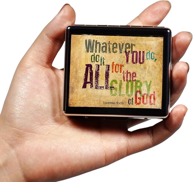 Silver Vintage Pill Box 7 Day Metal Pill Box with Mirror and 8 Compartments Cute Travel Pill Organizer for Purse (Christian Bible Verse)