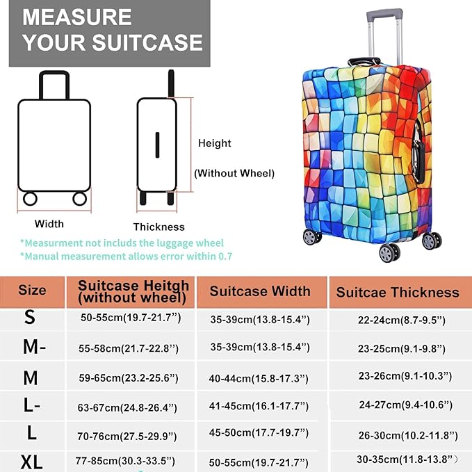 MosaiRudo Travel Luggage Covers For Suitcase Tsa Approved,Suitcase Cover Protector Fit 18-32 Inch Luggage Travel Accessories (T2505, M)