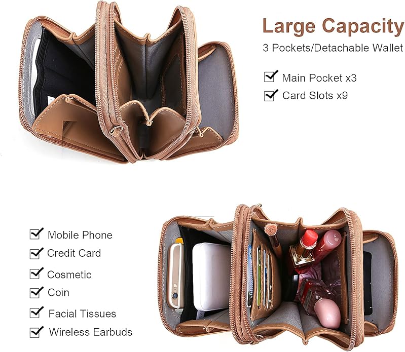 Crossbody Cellphone Purse Women Touch Screen Bag RFID Blocking Wallet Handbag Shoulder Strap