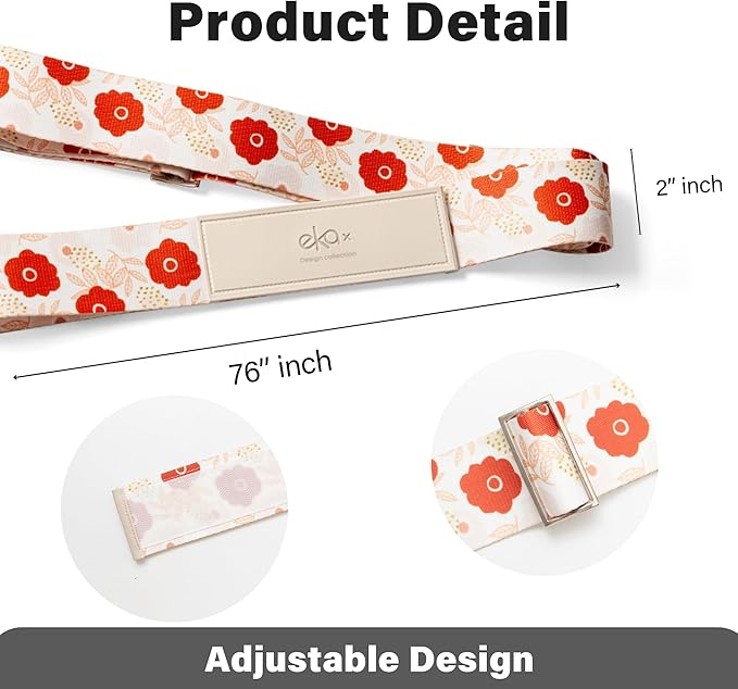 Luggage Straps for Suitcases, Adjustable Luggage Elastic Belt, Travel Essentials for Airport,Station, Vibrant Designs, Scarlet Blossom