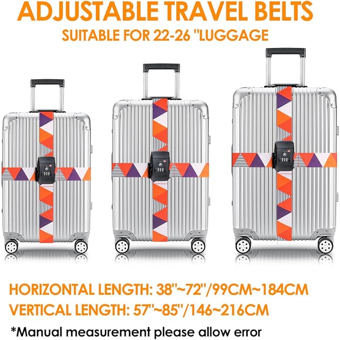 Adjustable Travel Luggage Strap Suitcase Belt Travel Bag Accessories 1.96 in W x 6.23 ft L