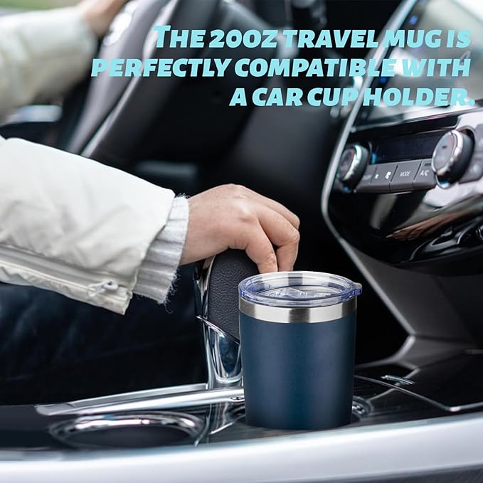 20oz Tumbler with Straw and Brush, Stainless Steel Vacuum Insulated tumbler, Double Wall Insulated Coffee Tumbler for Outdoor, Home, Travel,Office (Navy Blue,8pcs)
