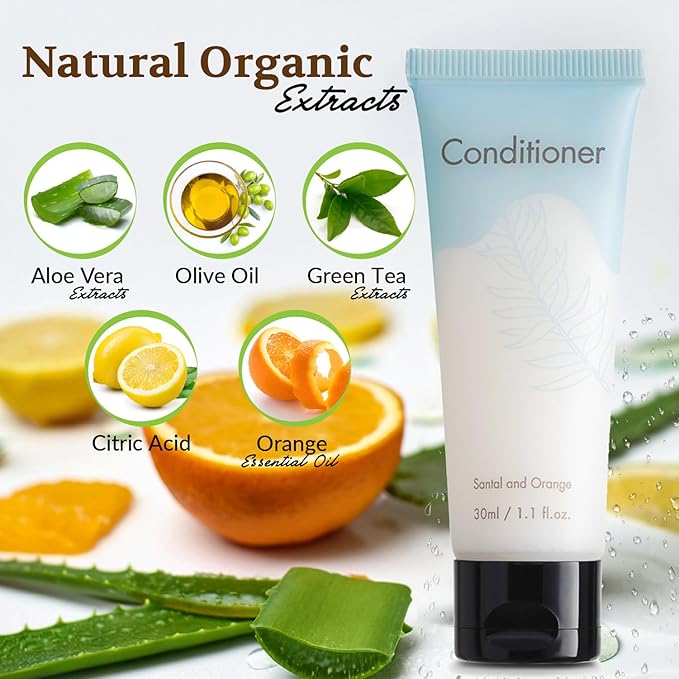Double Sealed Hotel Conditioner Bulk 200 Pack Individually Wrapped Travel Size Conditioner Aloe and Green Tea Extract Infused Hotel Supplies and Toiletries for Guest