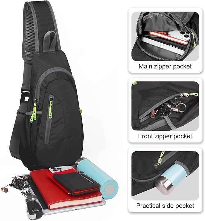 TITECOUGO Small Sling Bag, Lightweight Crossbody Backpack for Men Women, Shoulder Bag for Sports and Outdoor