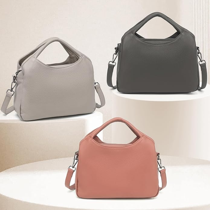 KOGTLA Genuine Leather Purses for Women, Crossbody Shoulder Bags with Top-Handle, Tote Satchel Handbags